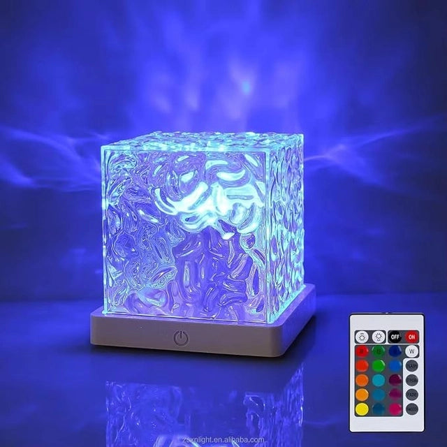 Water Ripple Night Light Rotating LED Lamp | Acrylic Dynamic Ocean Wave Projector Light