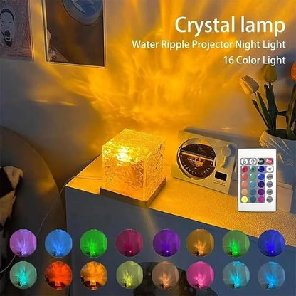Water Ripple Night Light Rotating LED Lamp | Acrylic Dynamic Ocean Wave Projector Light